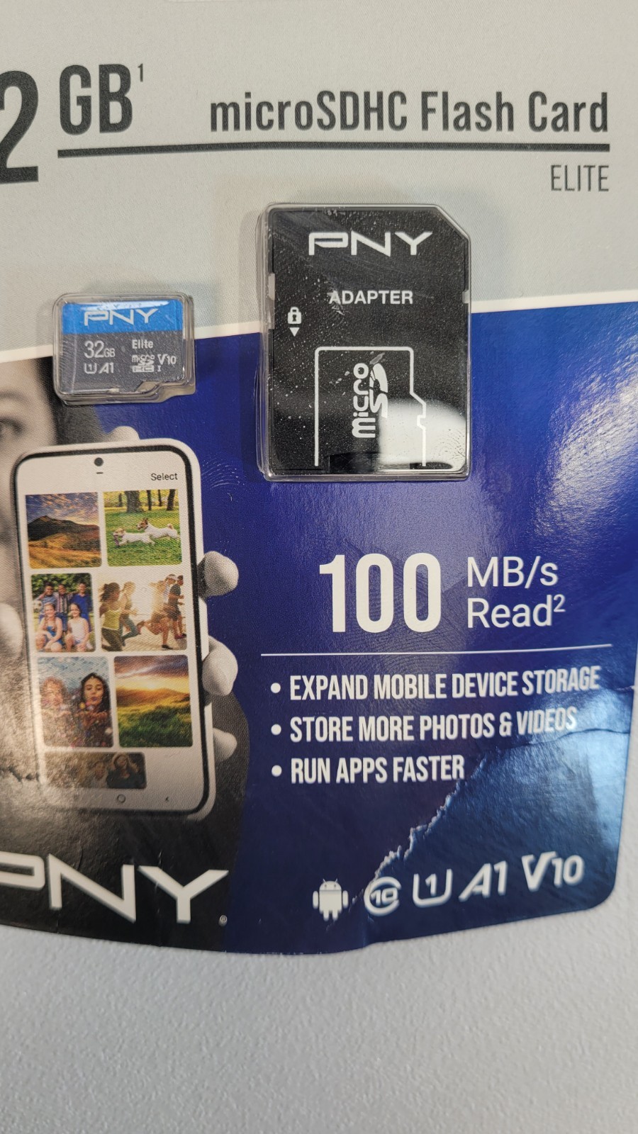 Four PNY 32 GB MicroSDHC Flash Card Elite