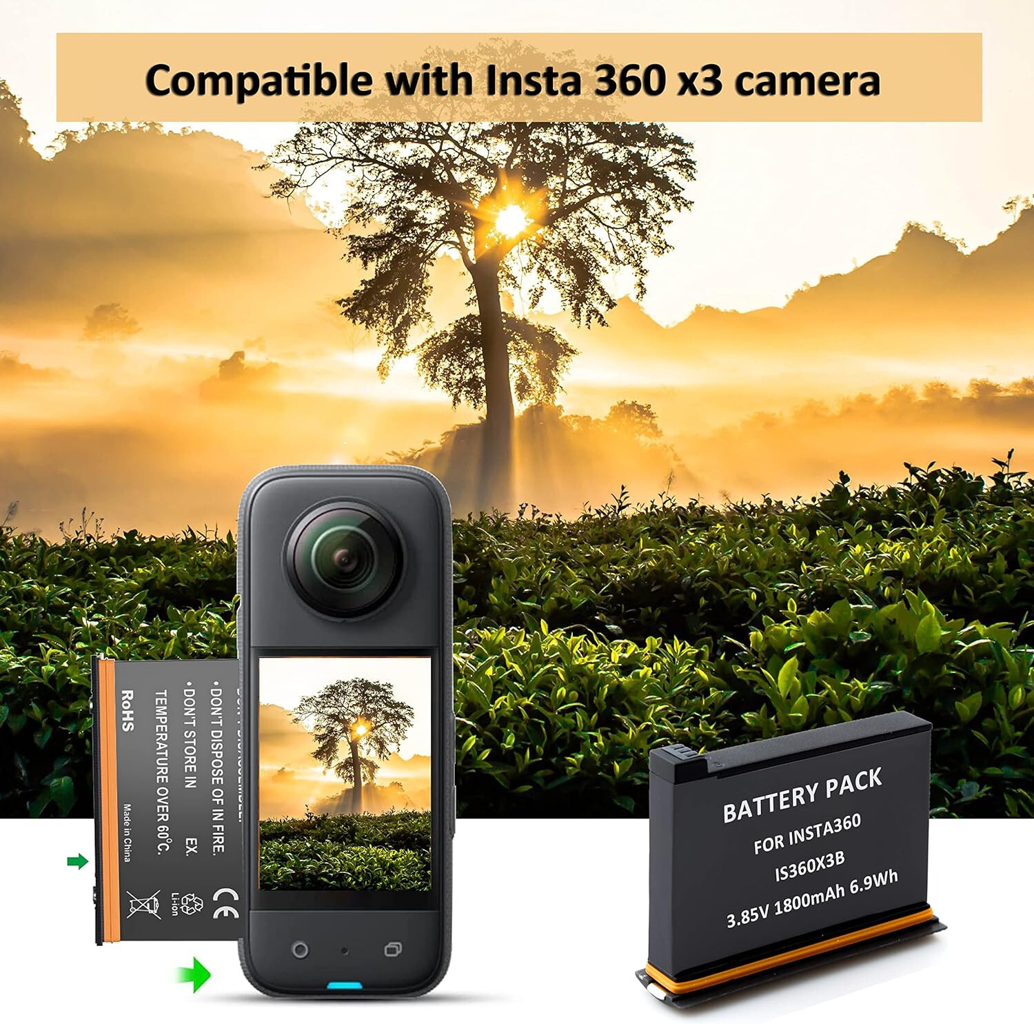 Fast Charger Hub with Misro SD Card Slots & 1-Pack Battery for Insta 360 x3