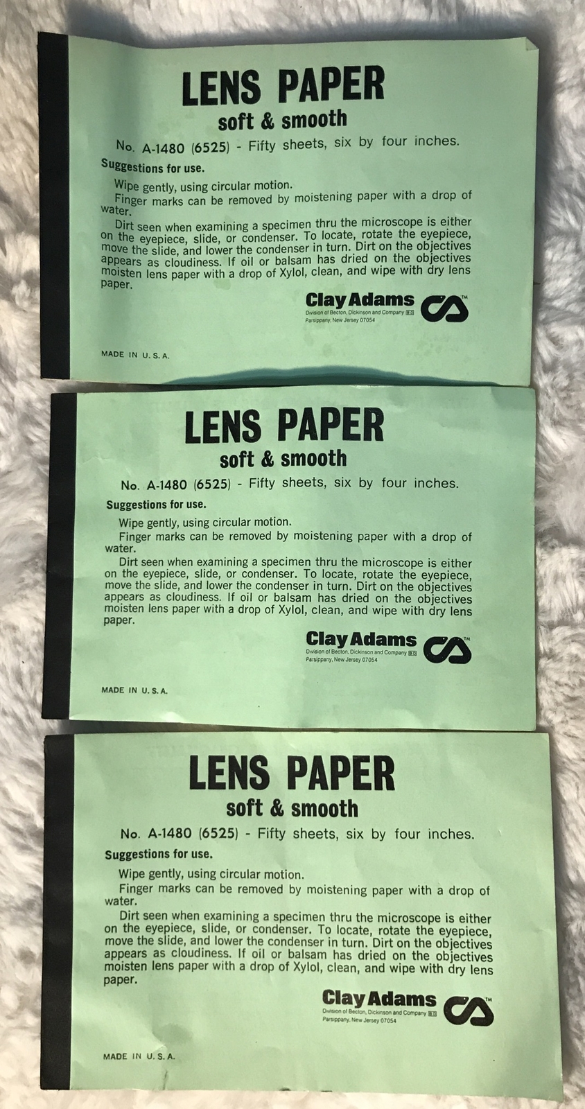 VINTAGE CLAY ADAMS LENS PAPER 1968 SCOPELITE 50 SHEETS, LOT OF 3 PACKS