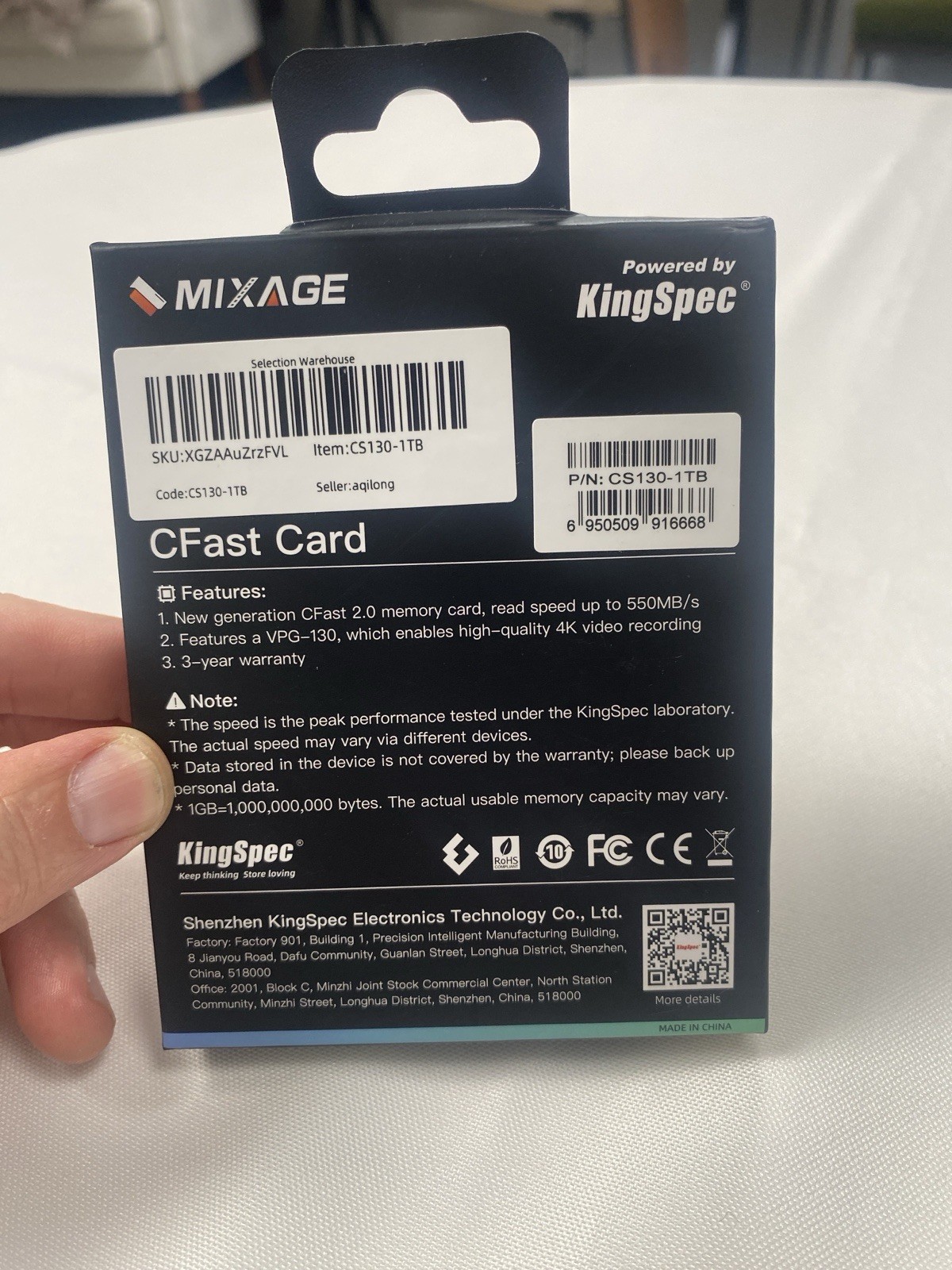 1TB MIXAGE Master Pro CFast 2.0 Memory Card – 550mb/S VPG130 Brand New Sealed