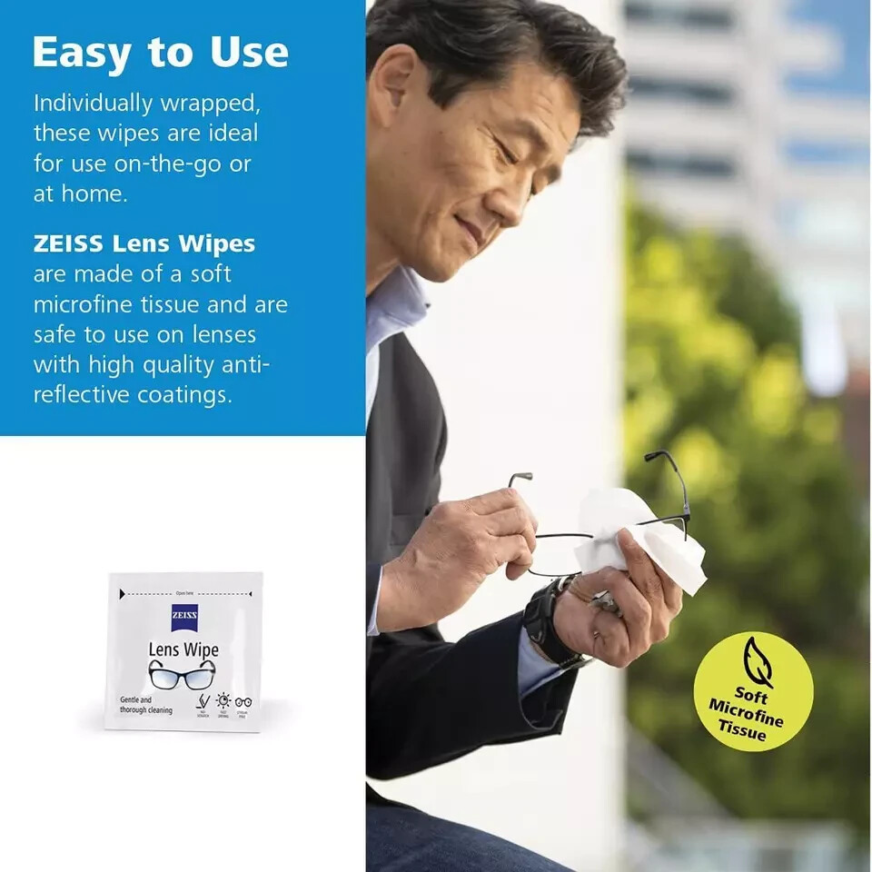 ZEISS Pre-Moistened Lens Cleaning Wipes, 80 Count