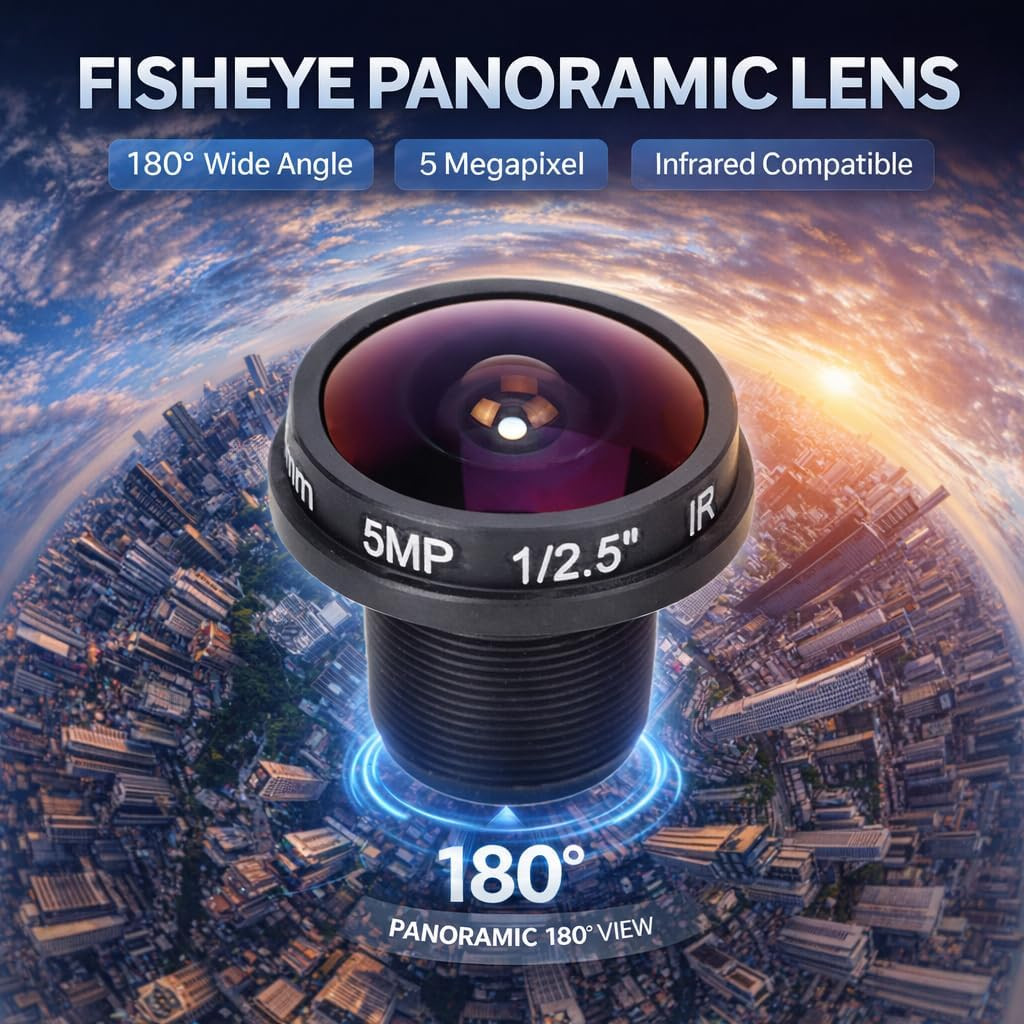1.8Mm 180° Wide Angle Board Lens, HD 5Mp Fisheye View CCTV Wide Angle Camera for