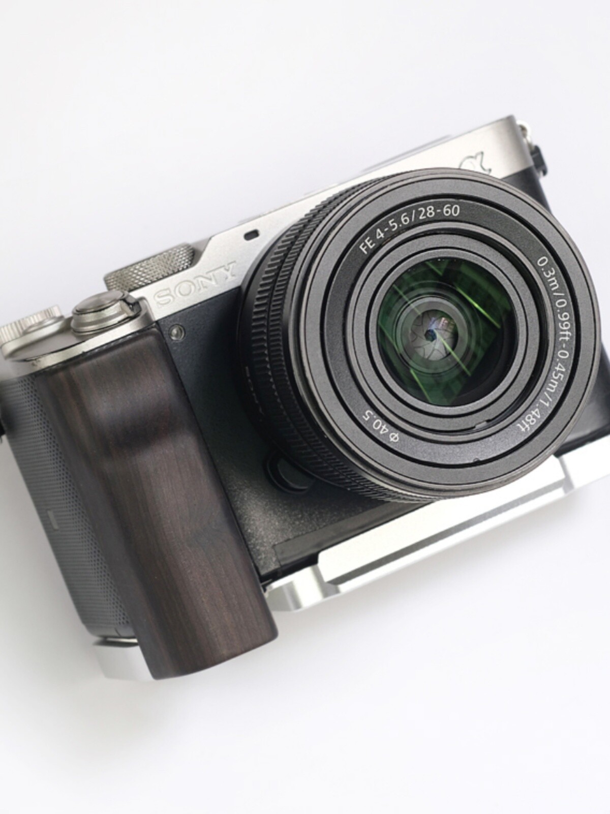 QR L Handle Hand Grip Wood Hanlde + Alloy Baseplate For Sony A7C Camera Holder
