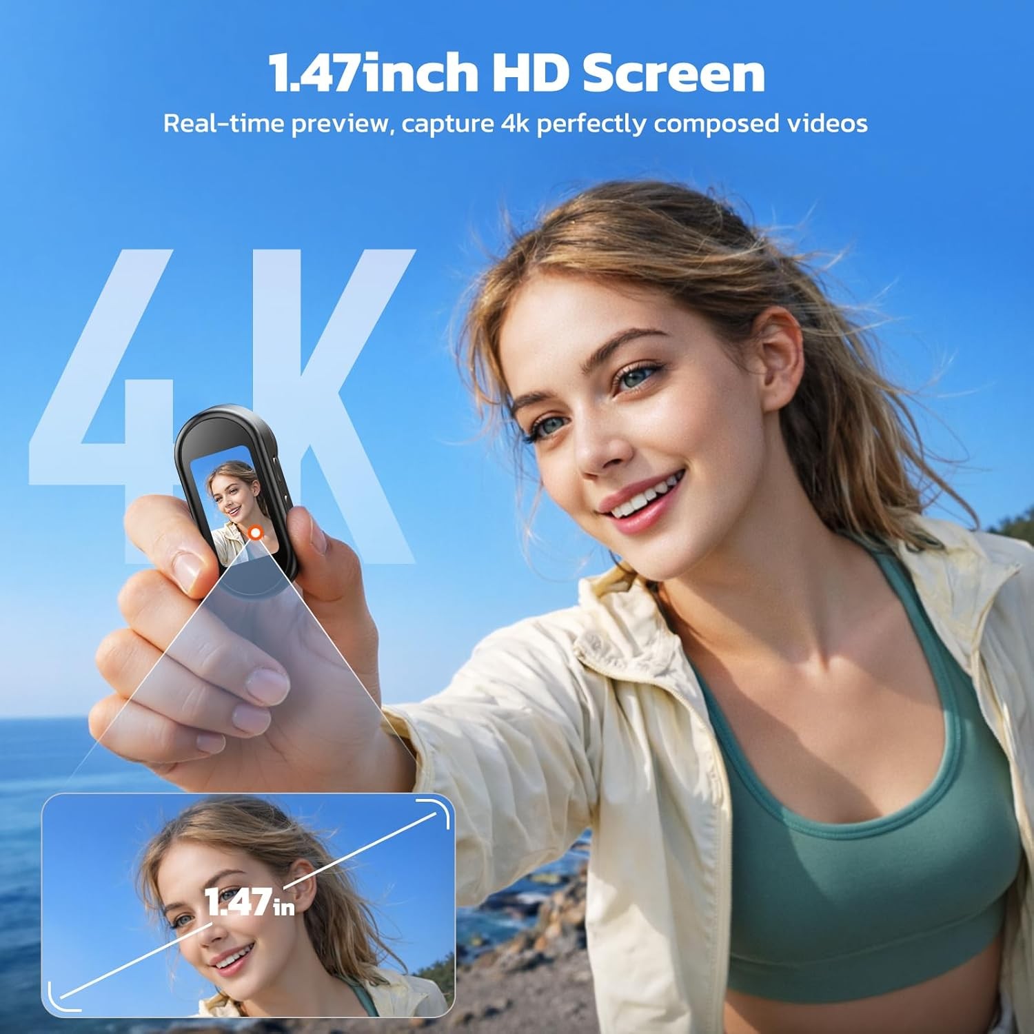 64GB 4K/1080P FHD Mini Body Camera Wearable Action Cam | POV Hands-Free Thumb-S