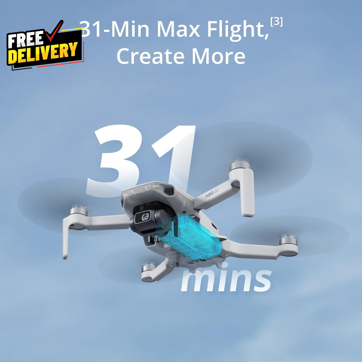 Mini 4K Drone w 4K UHD Camera 3-Axis Gimbal 10Km Transmission 31-Min Flight