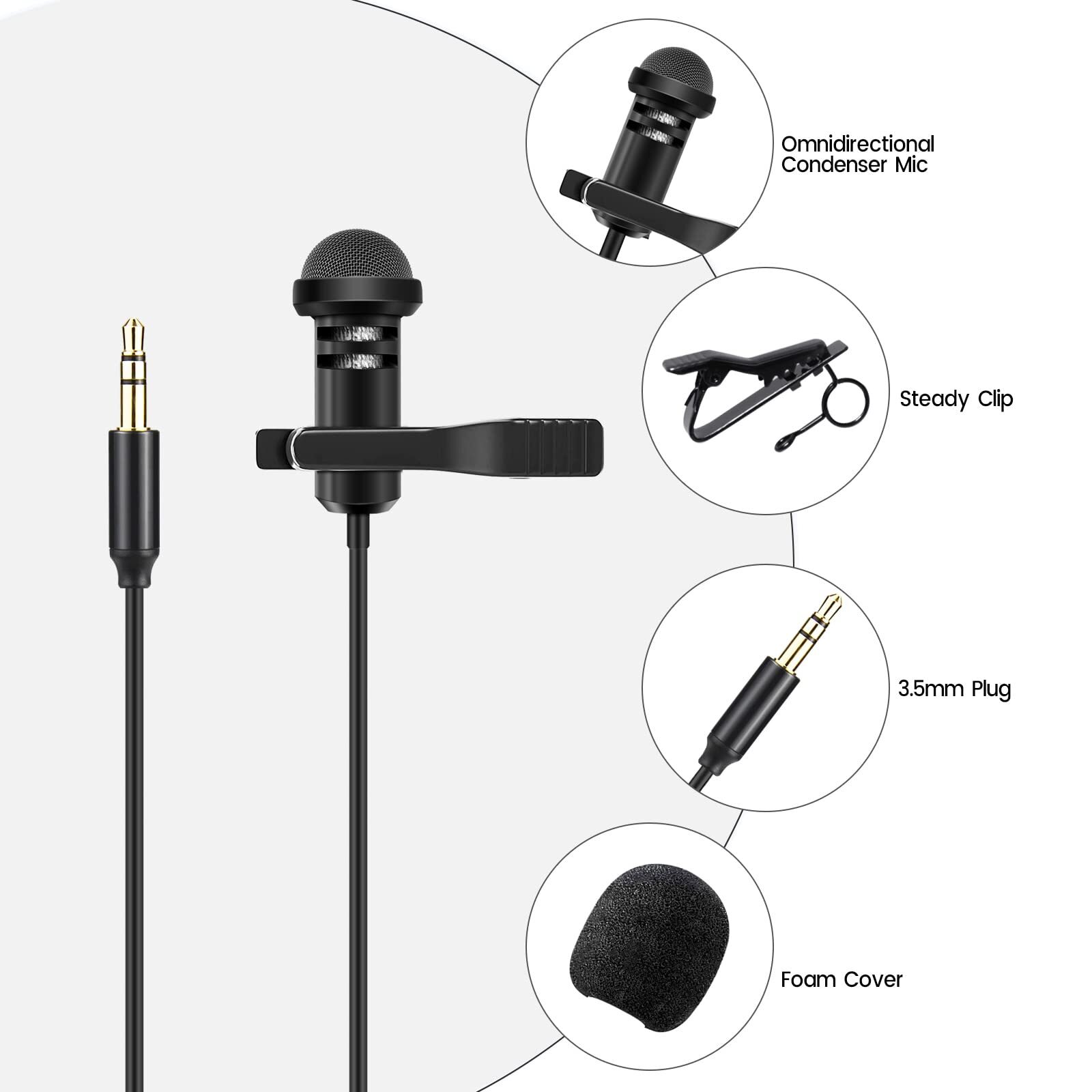 Media Mod Mic For Gopro HERO11 10 9 Black Action Camera Lavalier Lapel Clip On