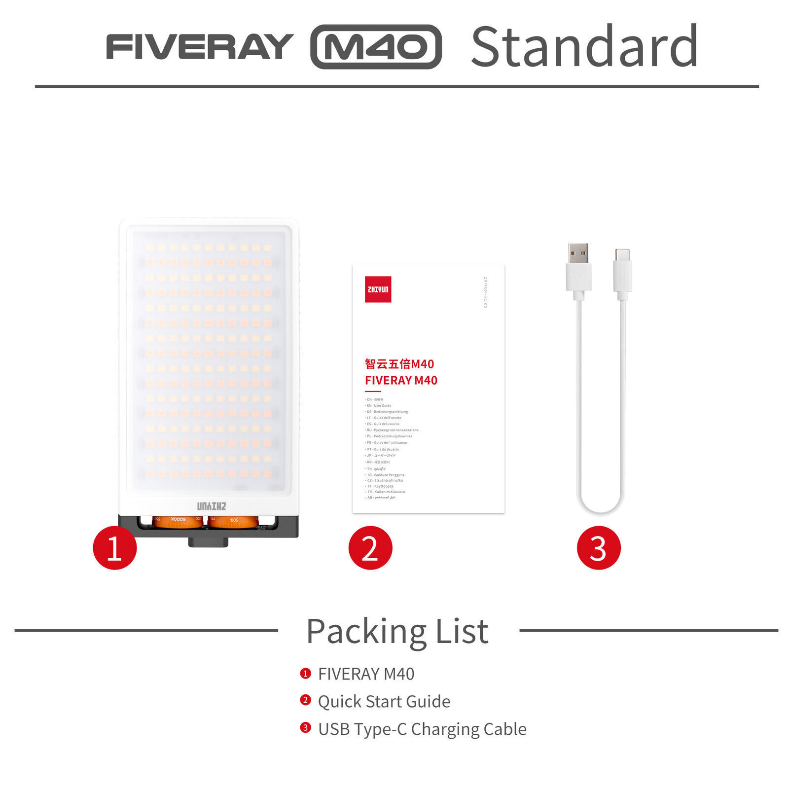 ZHIYUN FIVERAY M40 40W Pocket Led Video Light On Camera Photography Fill Light