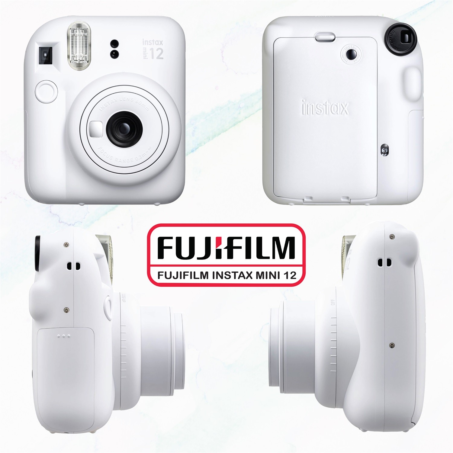 FUJIFILM INSTAX MINI 12 Instant Film Camera (Clay White) Bundle