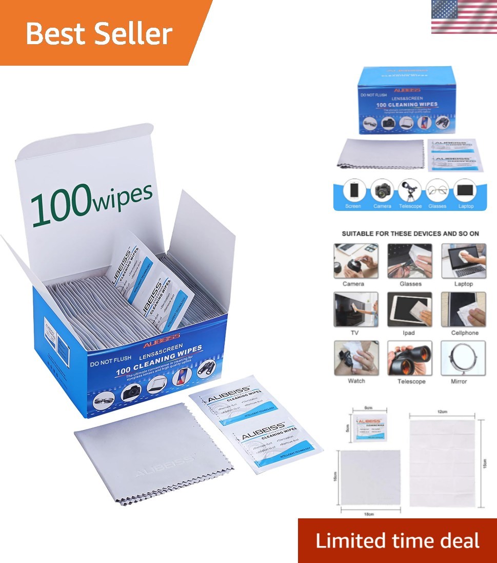 Pre-Moistened Lens Wipes Screen Wipes for Glasses, Camera,Tablets, Smartphone…