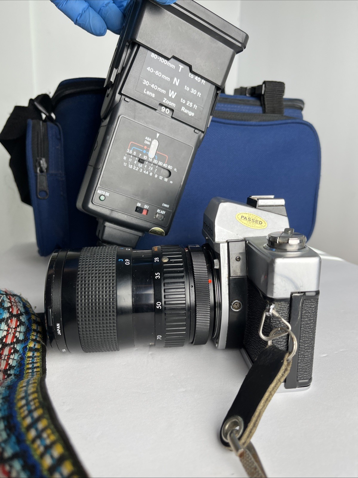 Minolta SRT 201 Camera Lot w/ Lenses, Flash, Bag Osawa Seikanon – TESTED & WORKS