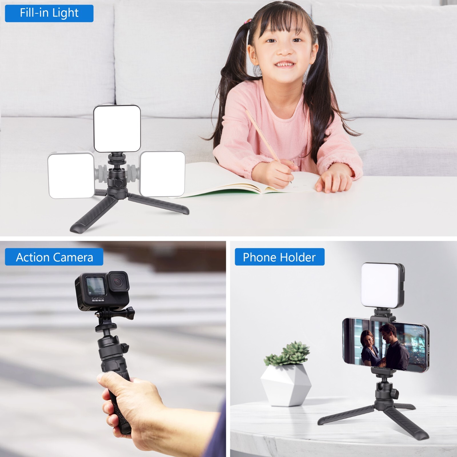2Pcs Mini Ball Head 1/4″ Screw Mount Bracket Holder 360° Swivel Camera Tripod