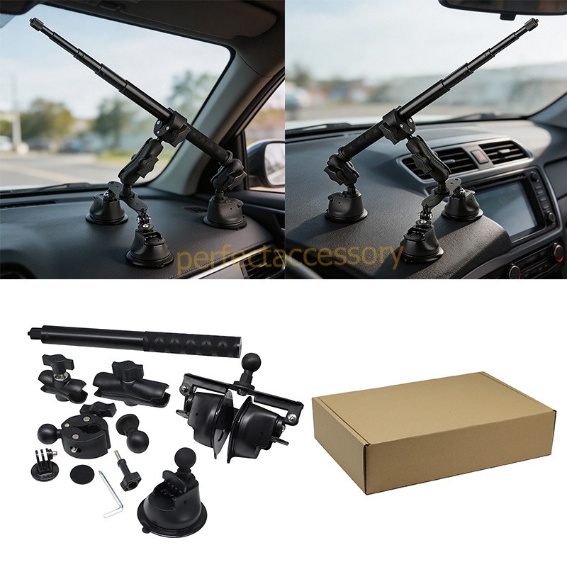 Car Suction Cup Mount Bracket+Selfie Stick For Insta360 X5 X4 X3 X2 DJI Camera