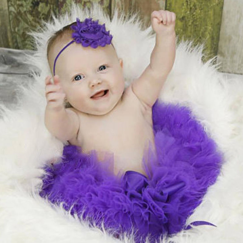 New NEWBORN BABY GIRL Purple TUTU & Purple Flower HEADBAND SET Photography Prop