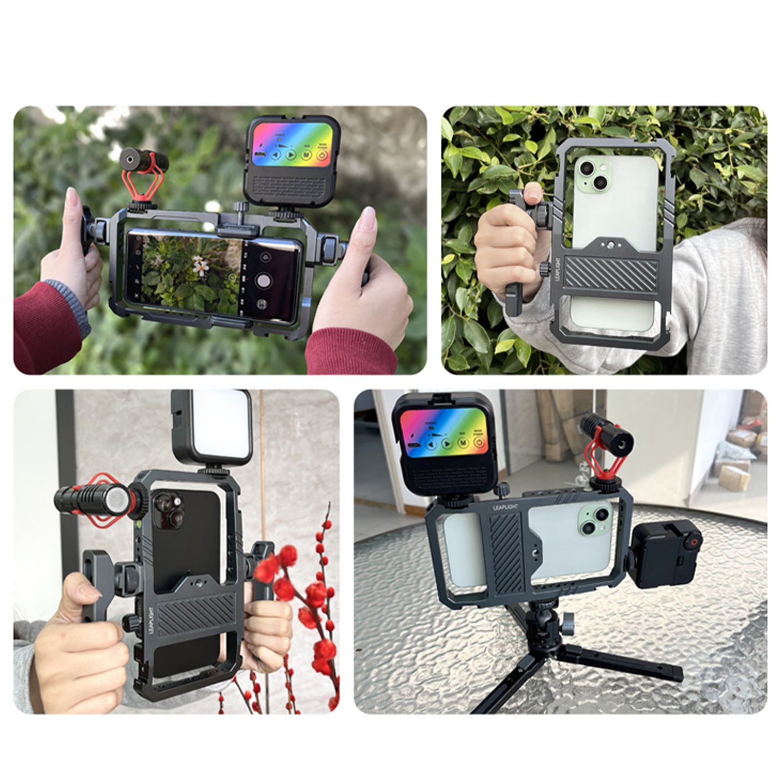 Universal Phone Cage,Video Rig Kit with Handles for iPhone 17 16 15 for Samsung