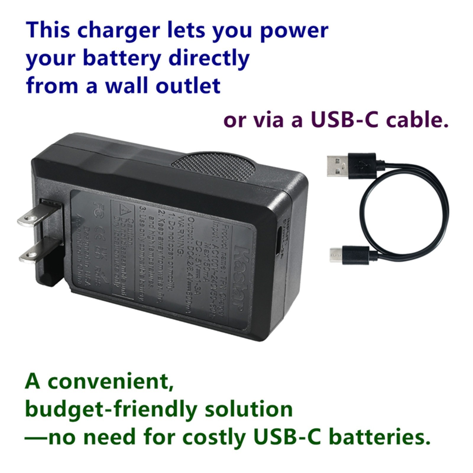 Kastar VBN260 Battery AC & USB-C Charger for Panasonic HDC-TM900 TM900GK TM900PC