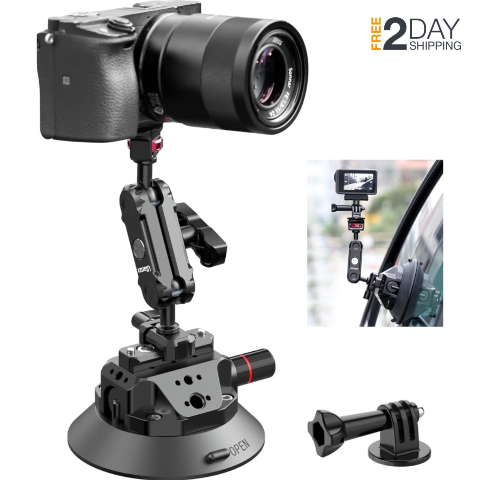 Heavy Duty Camera Suction Cup Mount w/ Magic Arm for Car Filming DSLR GoPro DJI