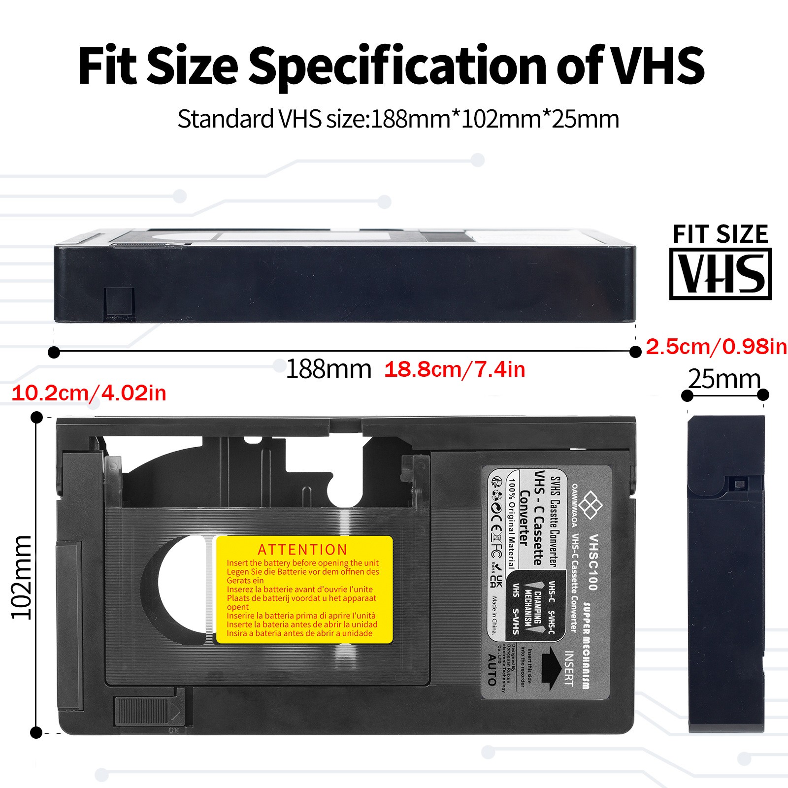 VHS-C Cassette Adapter for VHS-C SVHS Camcorders RCA Sealed Motorized Music Part
