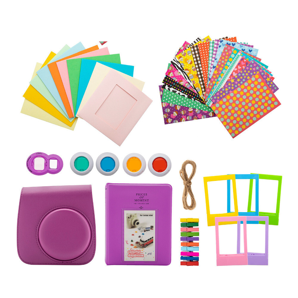 Focus 7 In 1 Bundle for Fujifilm Mini 11 9 8 8 Plus Instant Cameras Purple