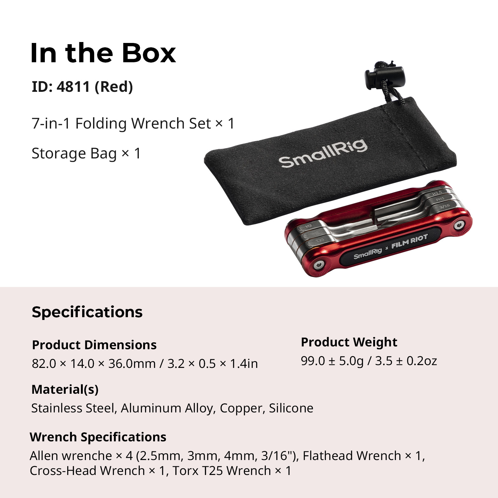 SmallRig x FILM RIOT 7-in-1 Folding Tool Set w/ Screwdrivers Hex Key Wrenches