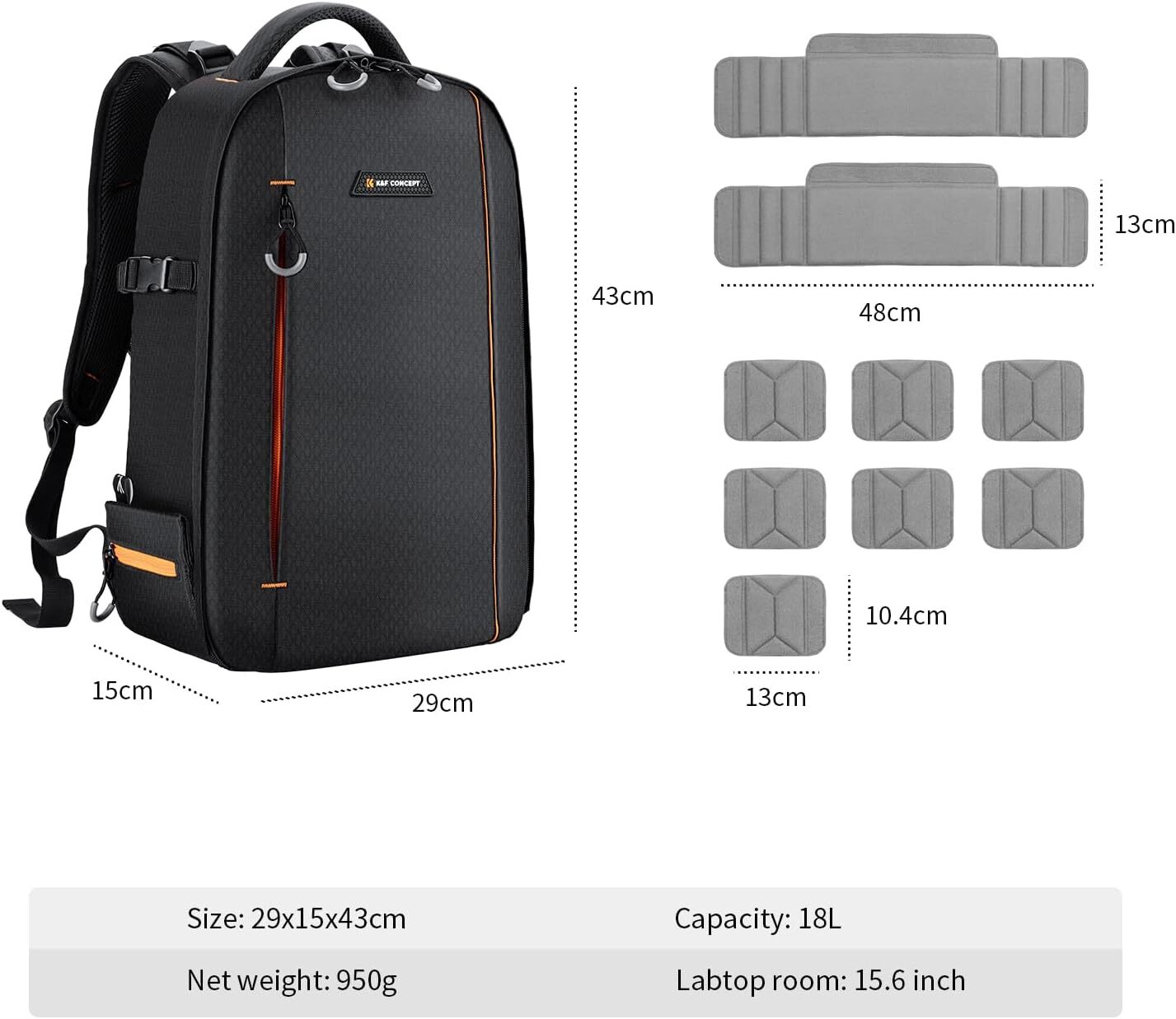 K&F Concept Camera Backpack for Photographers with Movable Dividers Lightweight