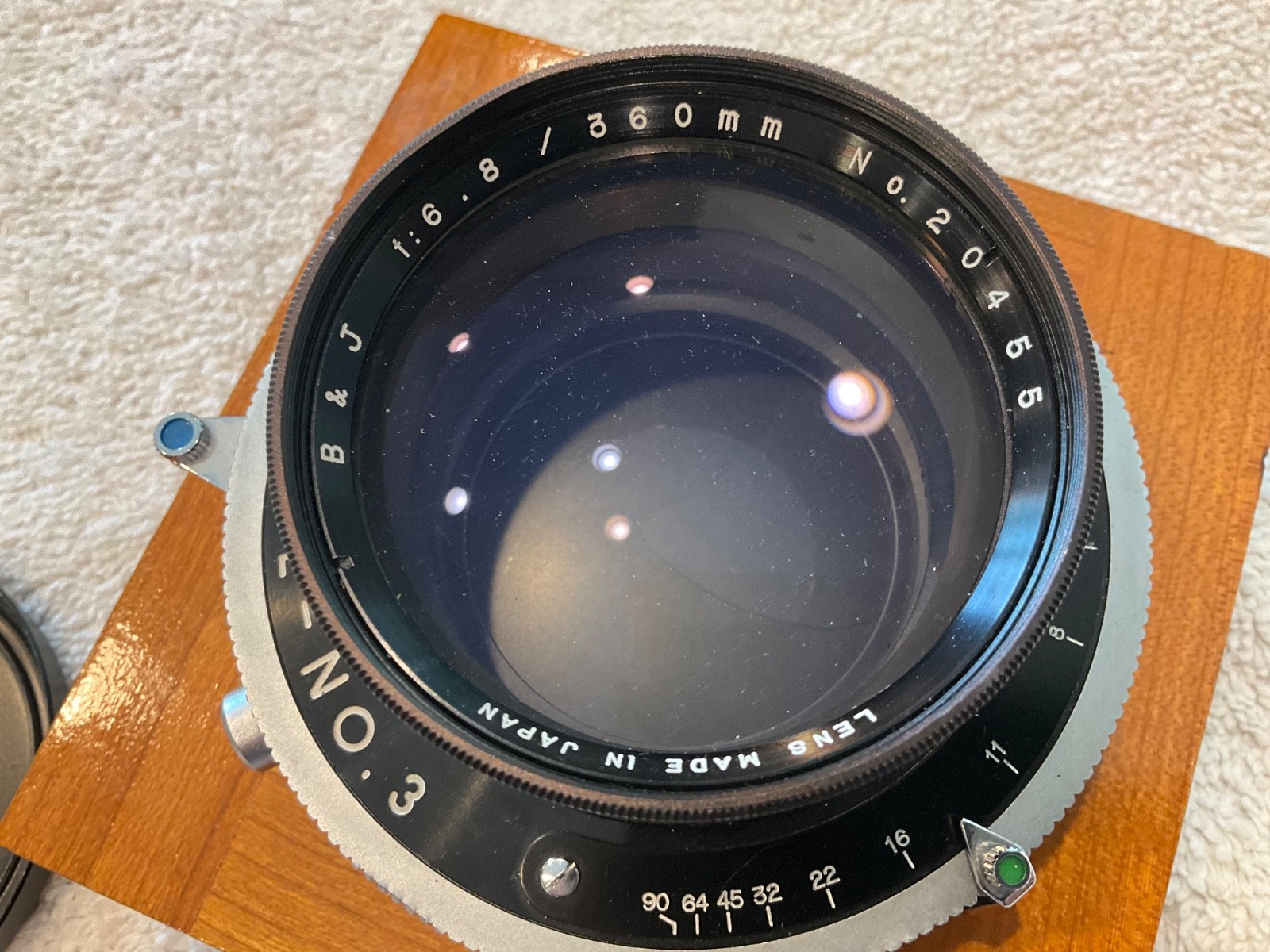 Burke & James B&J 360mm f/6.8 Large Format Lens in Copal No. 3 Shutter Wood Boar