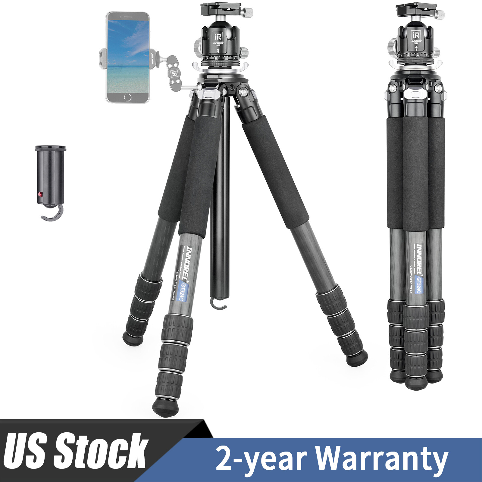 INNOREL Carbon Fiber Camera Tripod with 44mm Low Profile Ball Head 55lbs GT324C