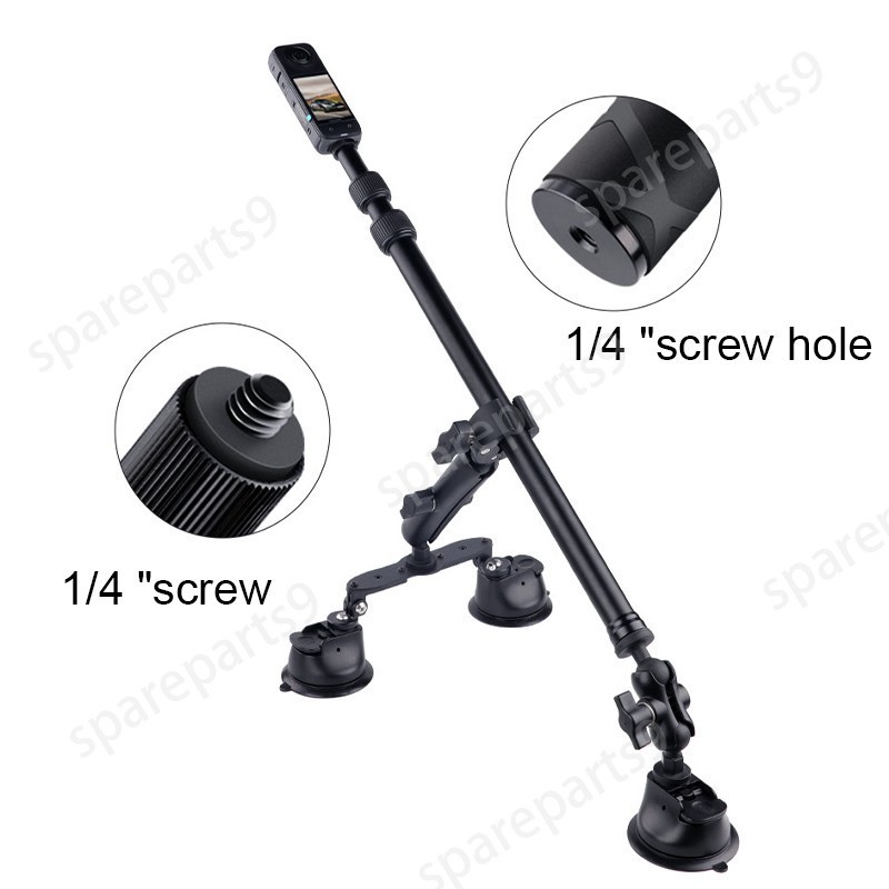 Car Suction Cup Mount with Selfie Stick For Insta360 ONE X4 X3 X2 RS DJI Camera