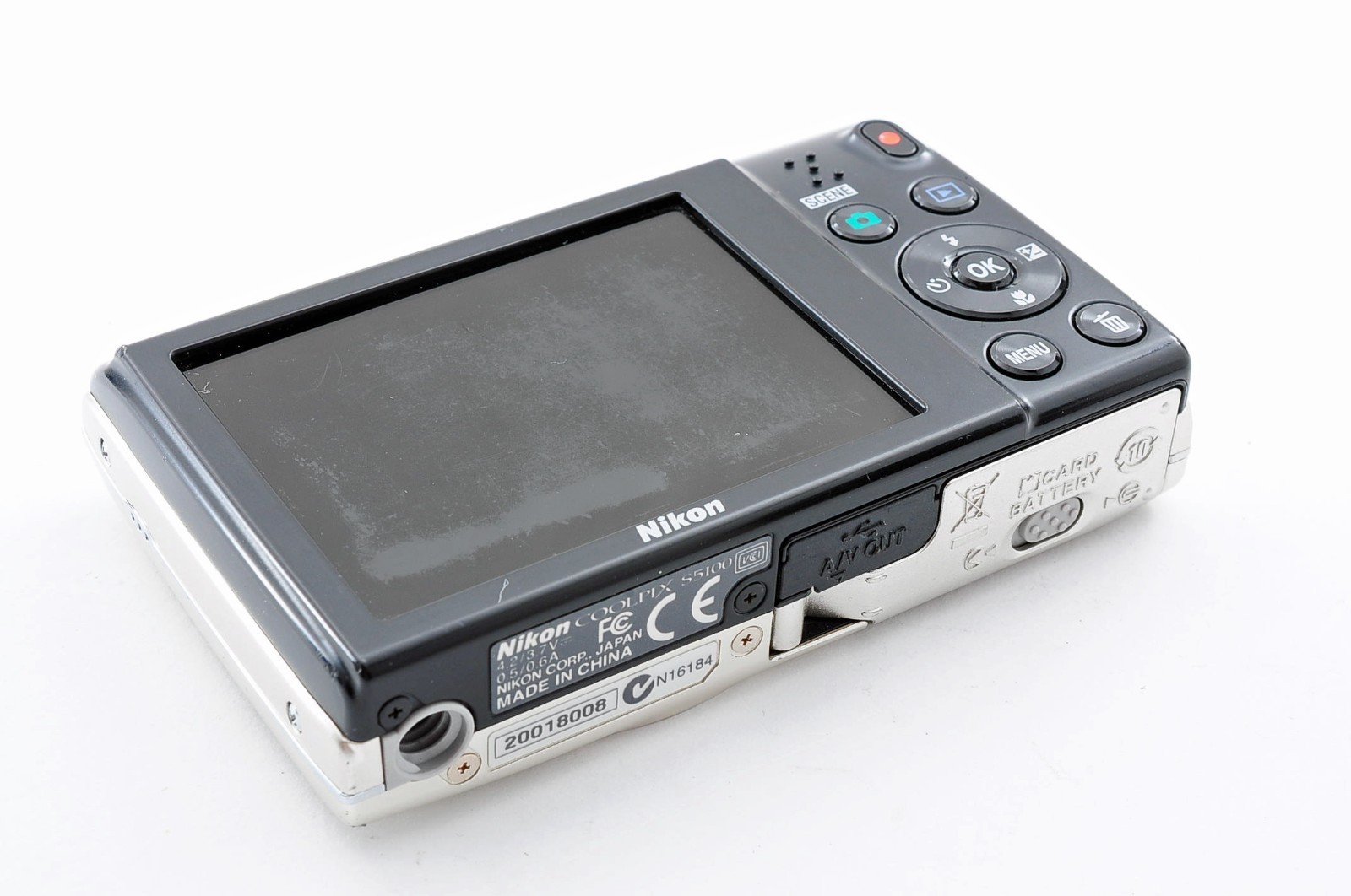 Nikon COOLPIX S5100 Silver 12.2MP 5x Zoom Digital Camera Box Battery Tested Japa