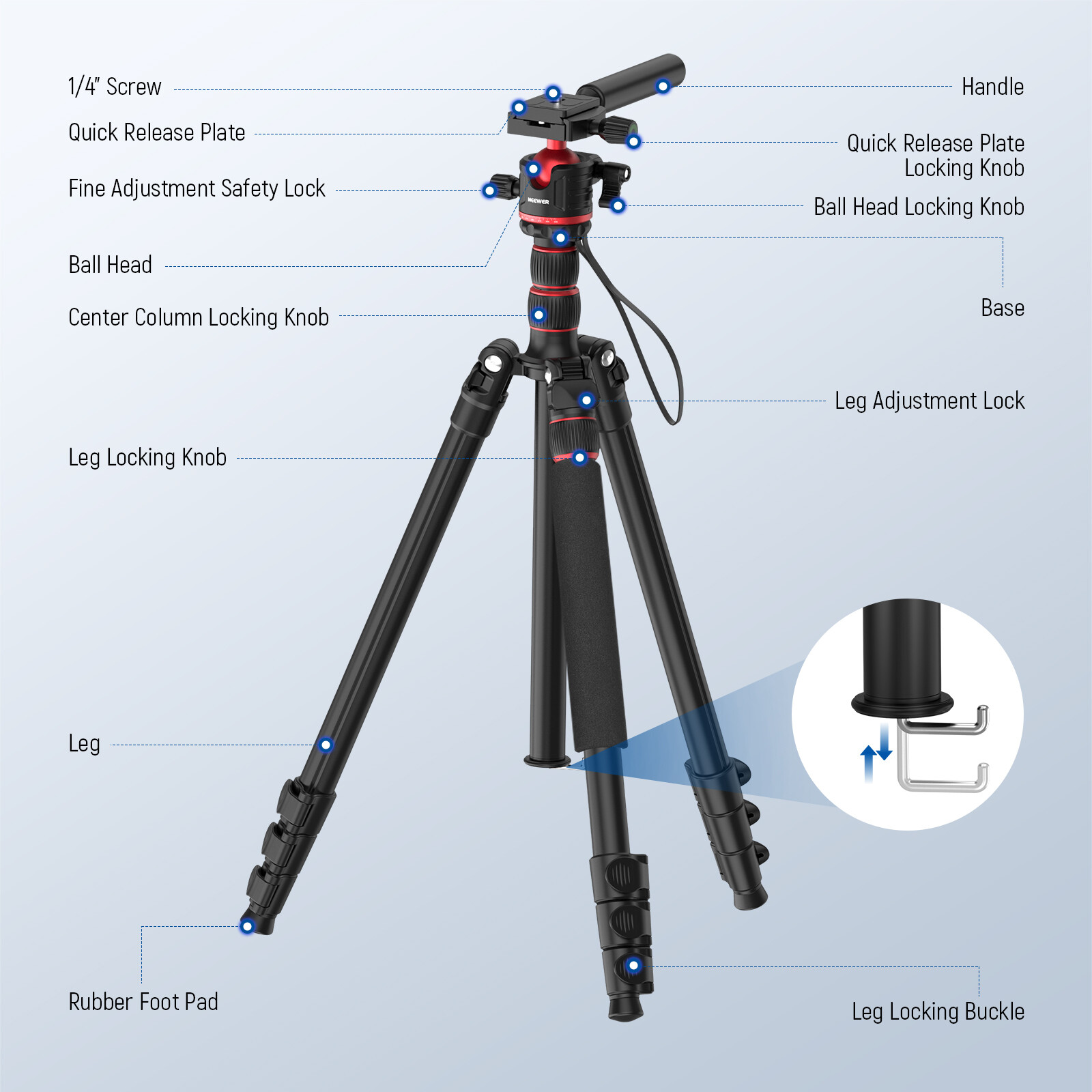 NEEWER 77″/196 cm Camera Tripod Monopod Travel DSLR Video Stand 360° Ball Head