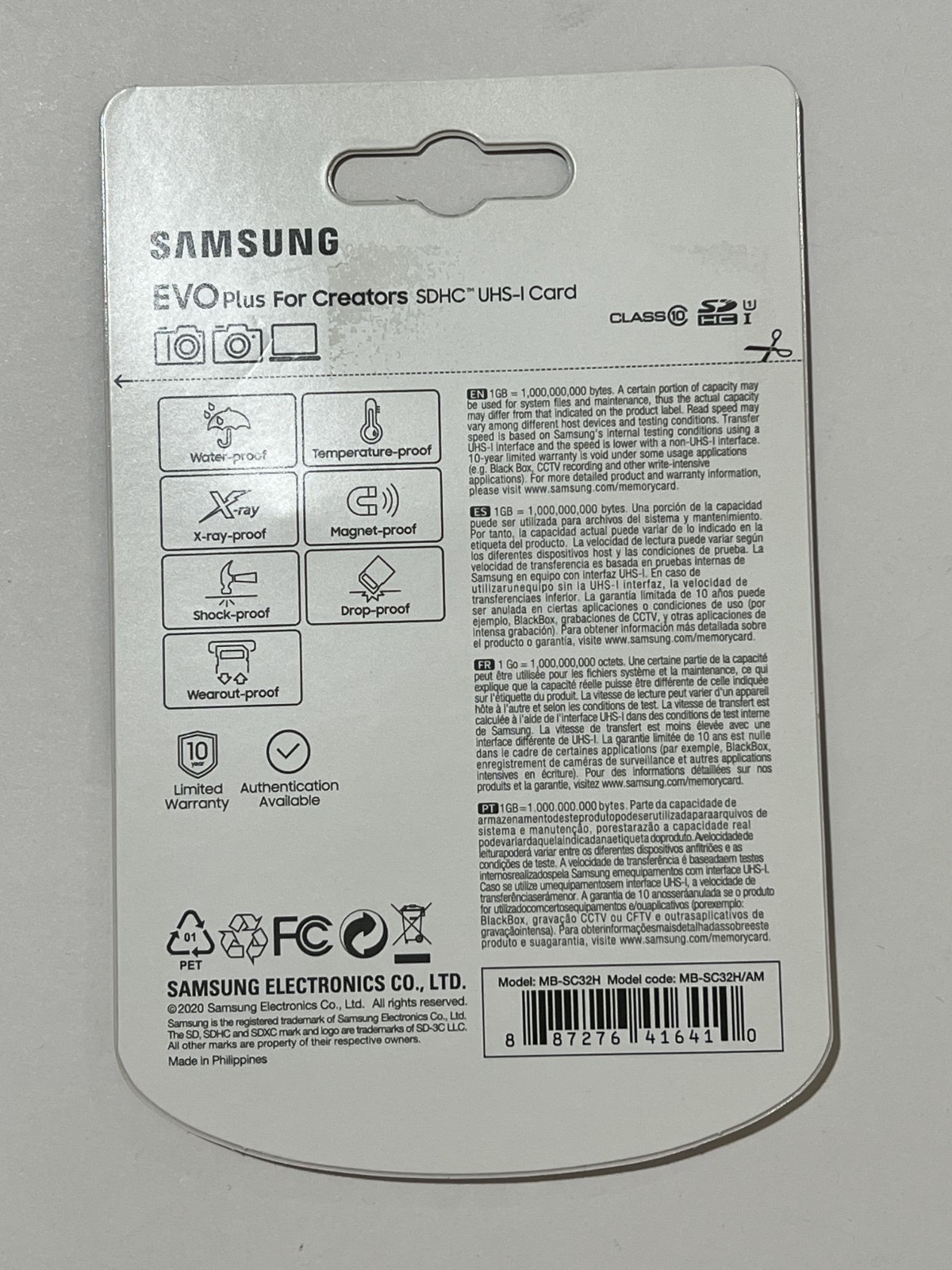 New Samsung EVO Plus SDXC Full size SD Card 32GBMB-SC32H/AM