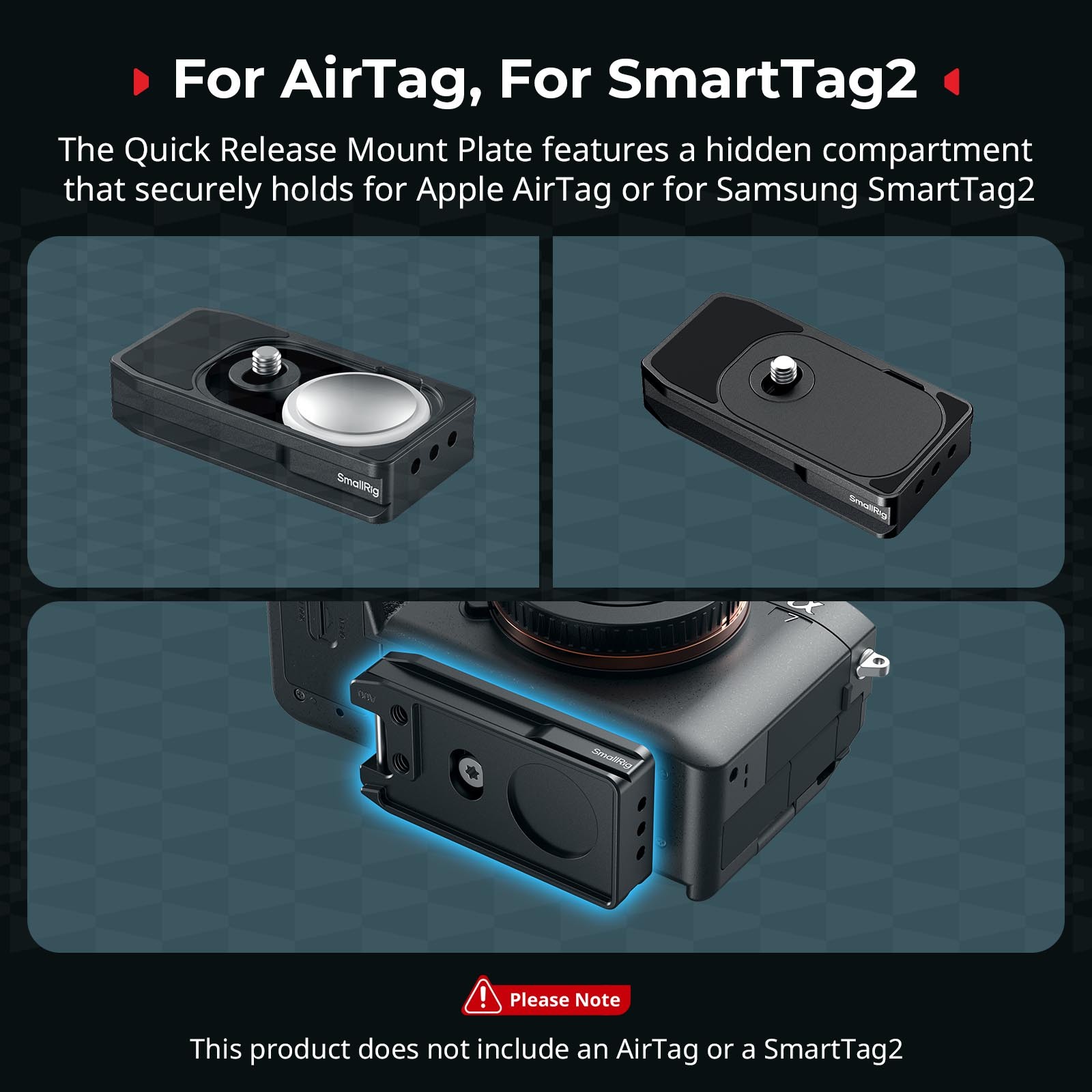SmallRig Universal Mount Plate for AirTag/SmartTag2 for Sony for Canon for Nikon