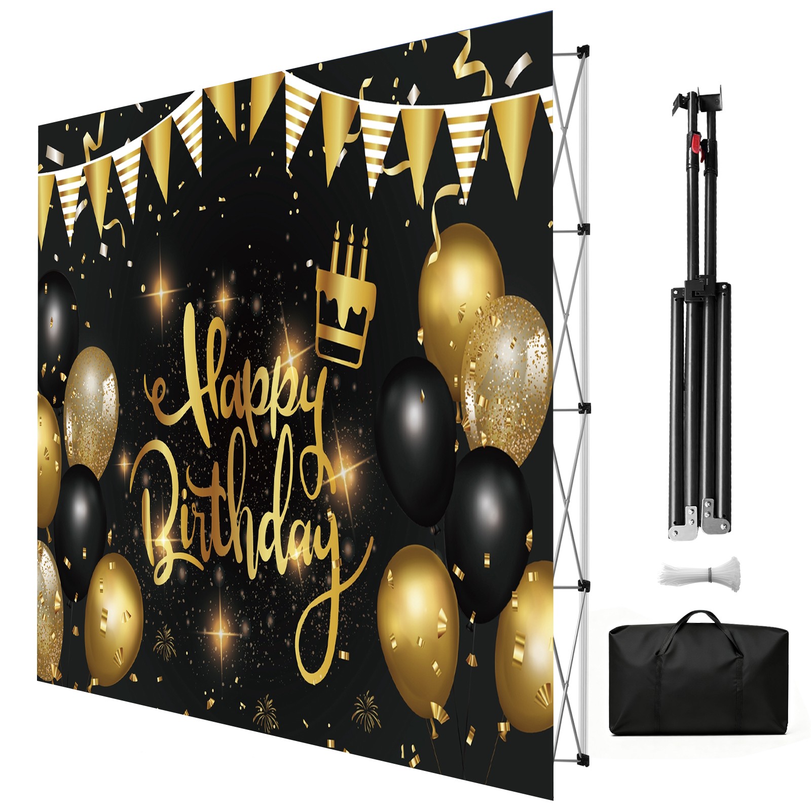 Portable Pop Up Display Stand, Tension Backdrop Booth Frame, Fabric Trade Show