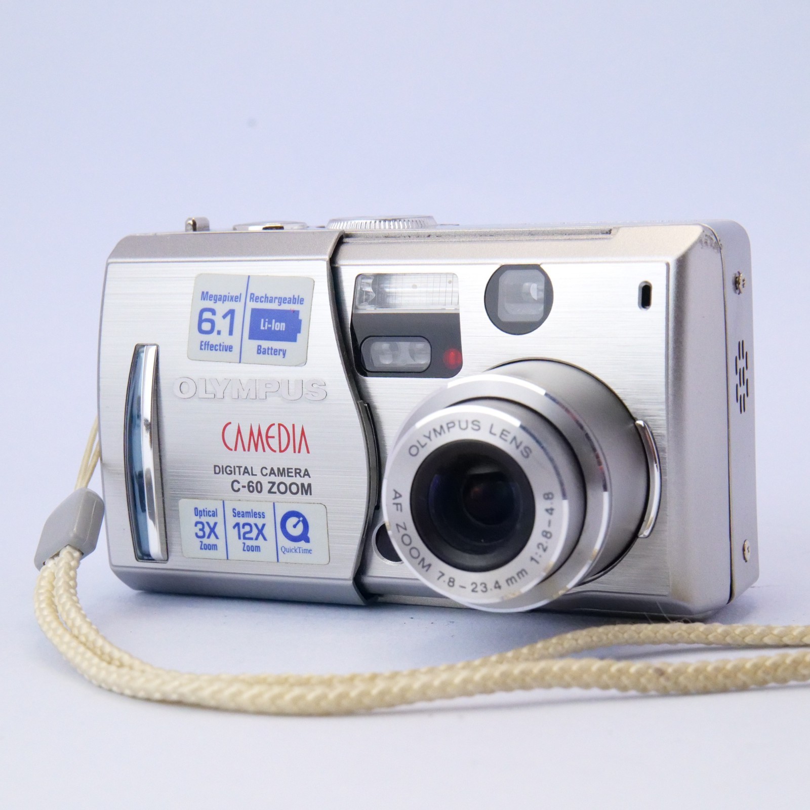 Olympus CAMEDIA C-60 Zoom 6.1MP Digital Camera Silver Tested No Battery