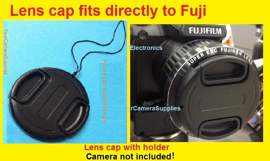 SNAP-ON LENS CAP To FUJI CAMERA S3380HD S3380 HD FINEPIX FUJIFILM+HOLDER