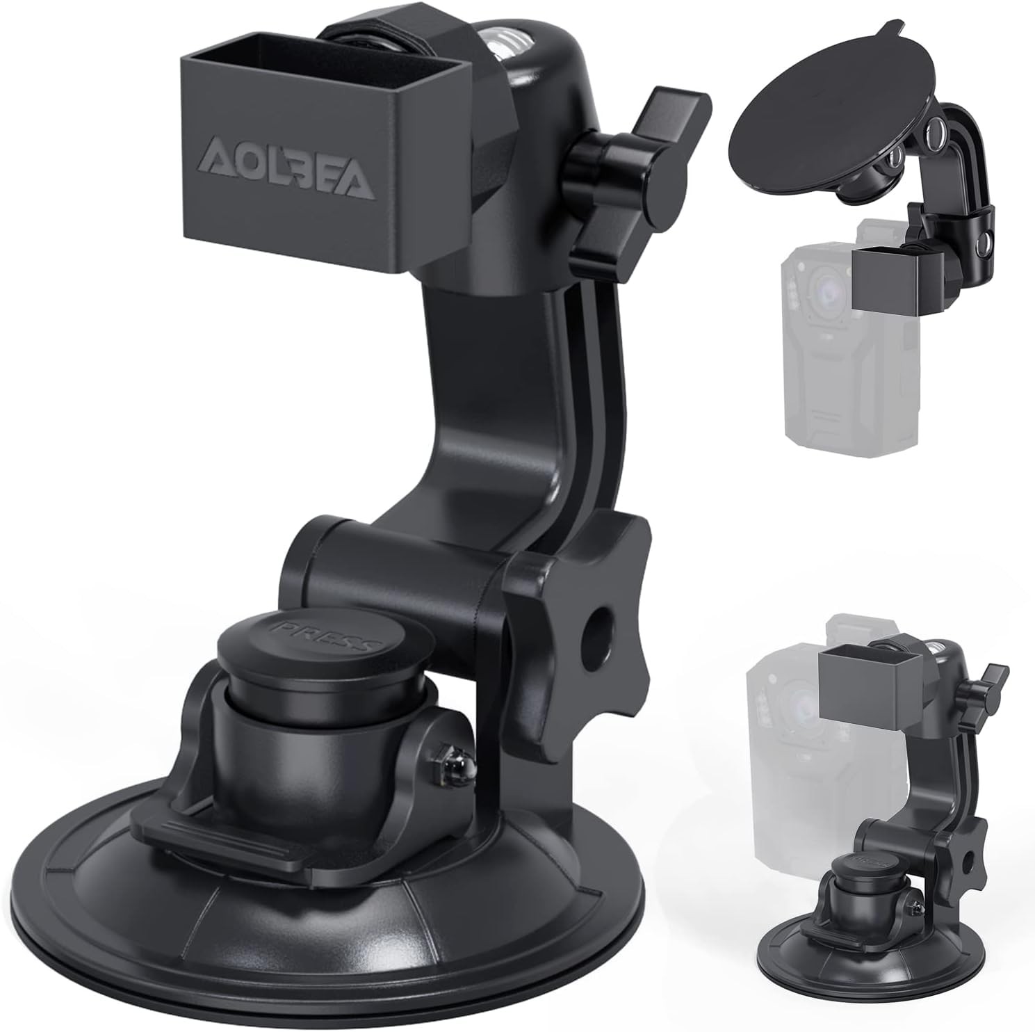 Aolbea Body Camera Suction Cup Mount for Car Windshield Dashboard Adjustable
