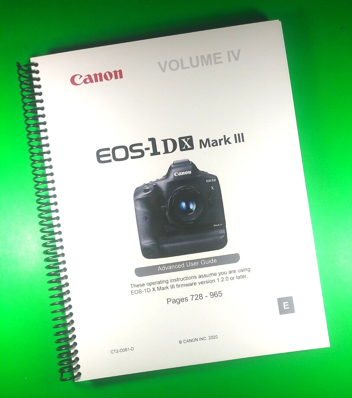 Owners Manual for Canon EOS 1DX MARK III Camera 965 Pages 4 Vol Set W/Clear Cove