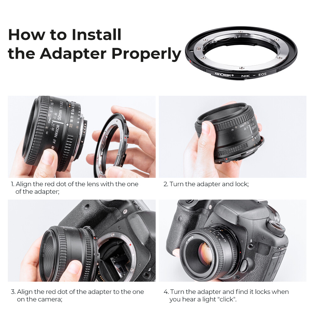 K&F Concept Lens Mount Adapter Nikon F/AF AI-S Lens to Canon EOS EF EF-S Mount