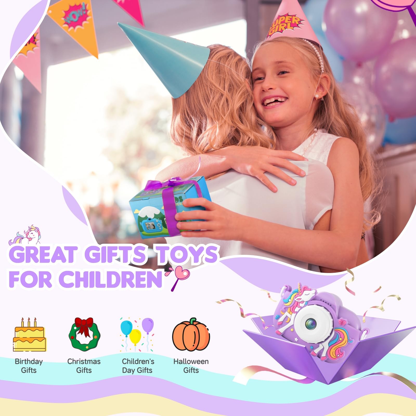 Kids Camera Toddler Toys for 3 4 5 6 7 8 Years Old Girls, 48MP HD Dual Lens S…