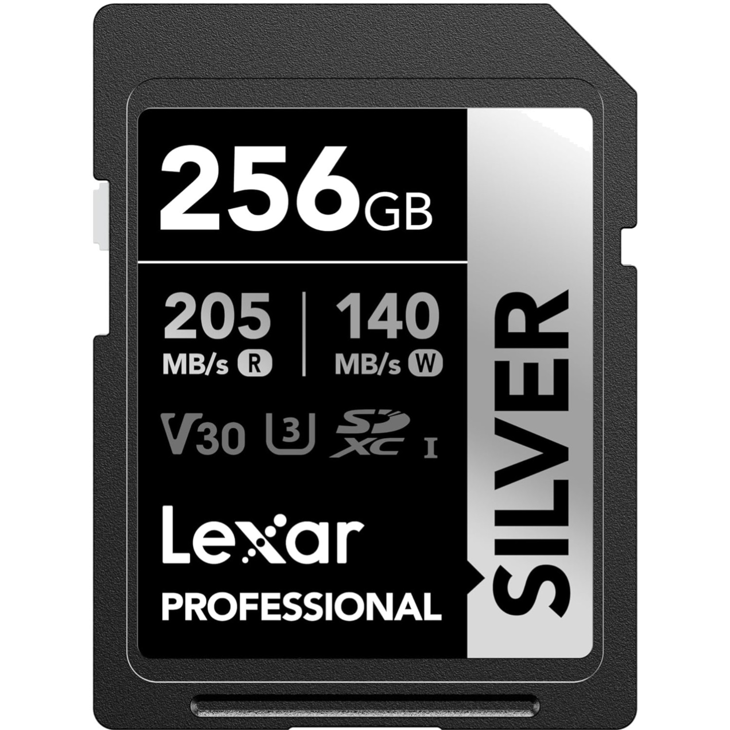 256GB Professional Silver SD Card, UHS-I, C10, U3, V30, 4K, Up to 205/140 MB/…