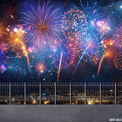New Year Evefireworks10’x10’Computer-painted Scenic background backdrop BHF1853