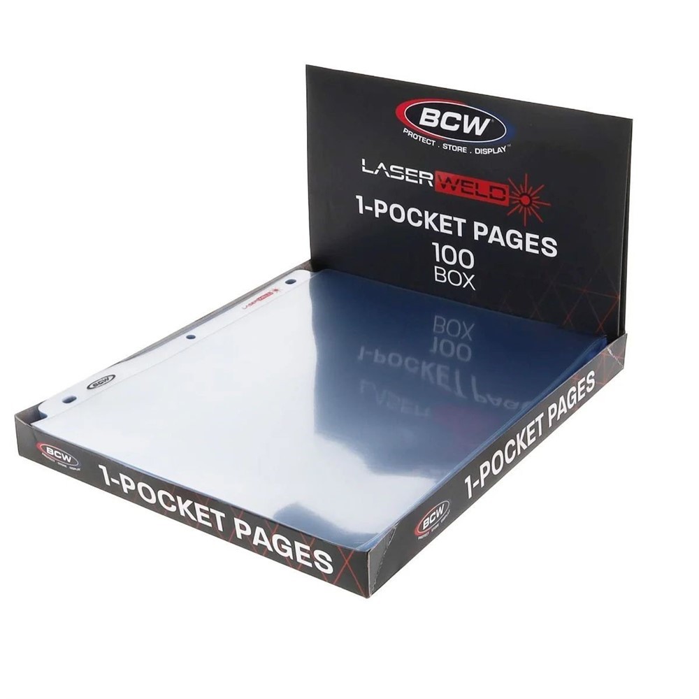 Box of 100 BCW LaserWeld 1-Pocket Document or Thin Magazine Binder Album Pages