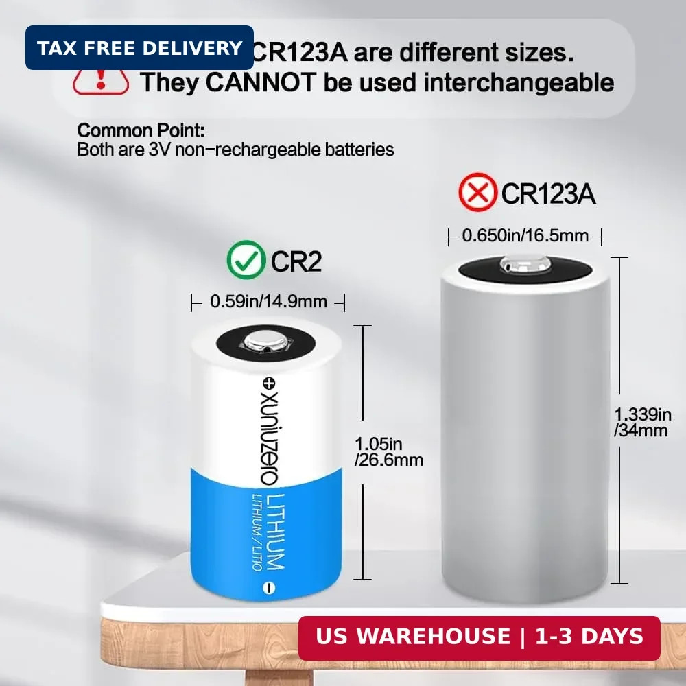 CR2 3V Lithium Batteries (4-Pack) CR2 3 Volt 1000mAh High Power Battery Long-…
