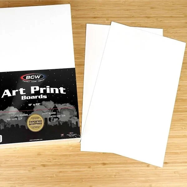 1 pack of 100 BCW Acid Free 11″ x 17″ Art Print White Backing Boards