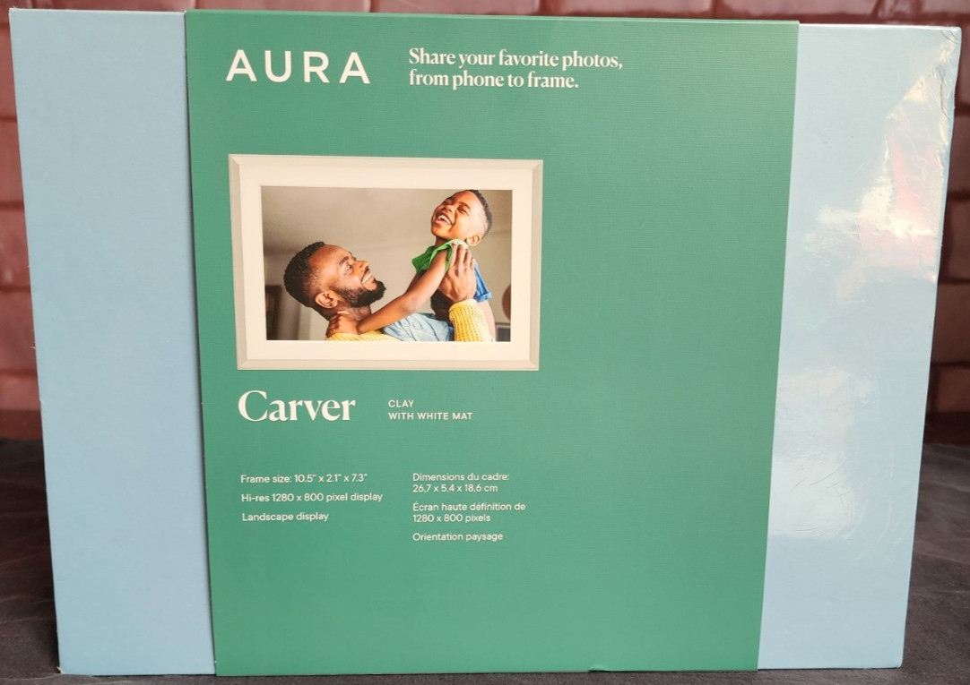 Aura Carver 10.1″ HD WiFi Digital Photo Frame-Clay W/White Mat-Unlimited Storage