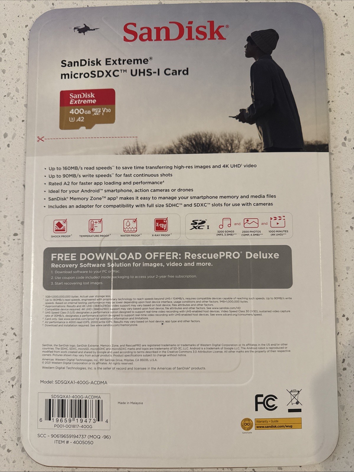 SanDisk Extreme 400GB microSDXC UHS-I Card 160MB/s 4k UHD Video 90MB/s A2 V30