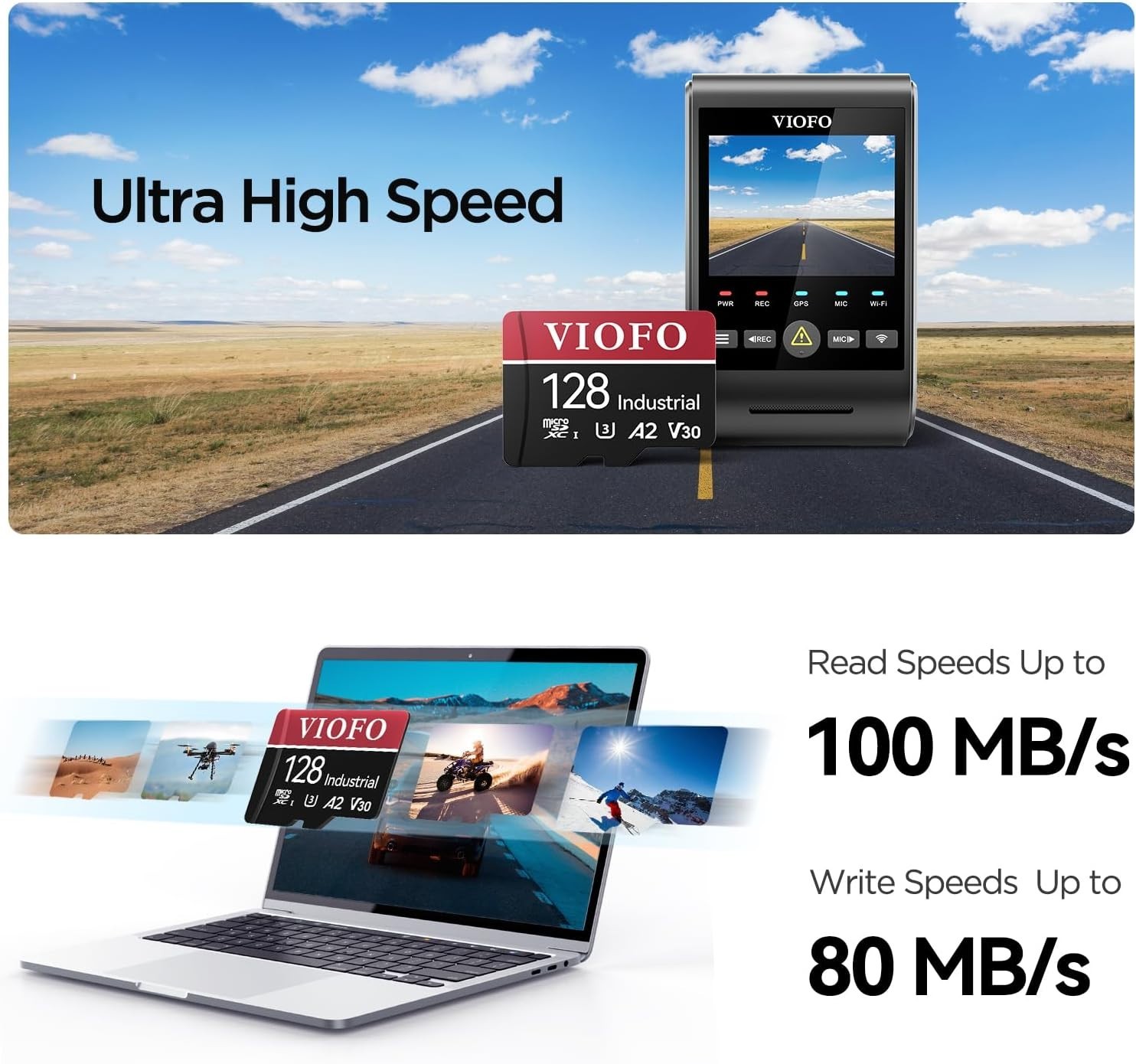 128GB Industrial Grade microSD Card, U3 A2 V30 High Speed Memory Card with Ad…