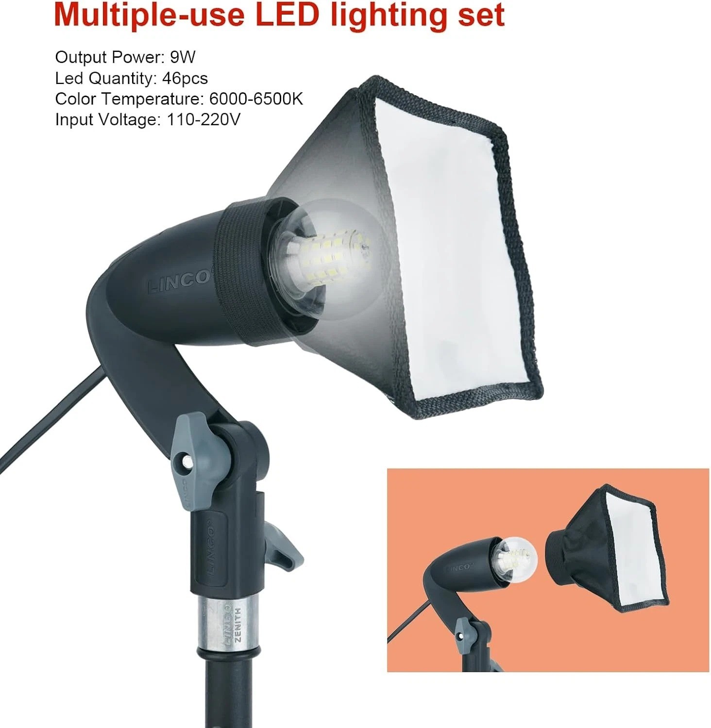 2 Pack LED Video Light Photography Lighting Kit with Tripod & Colored Filters