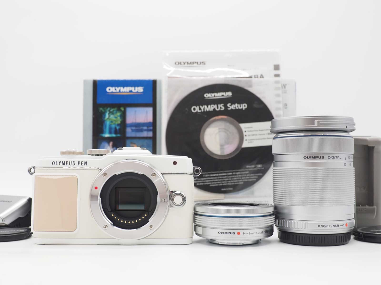 Olympus E-PL7 White EZ 14-42 40-150 Lens 977 Shots w/ Box [Near Mint] #Z6190A