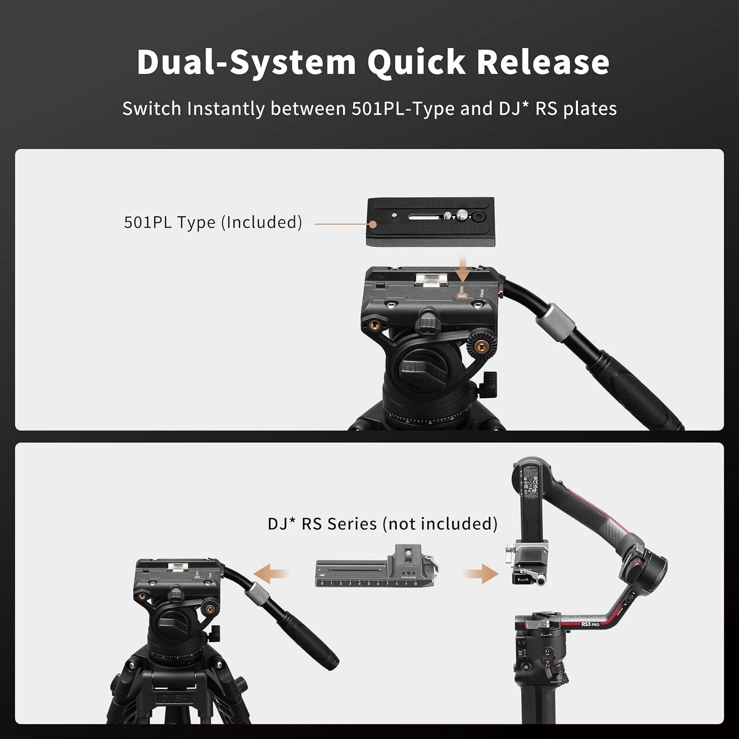 Heavy Duty Camera Fluid Head 17.6lbs Max Load Smooth Pan Tilt