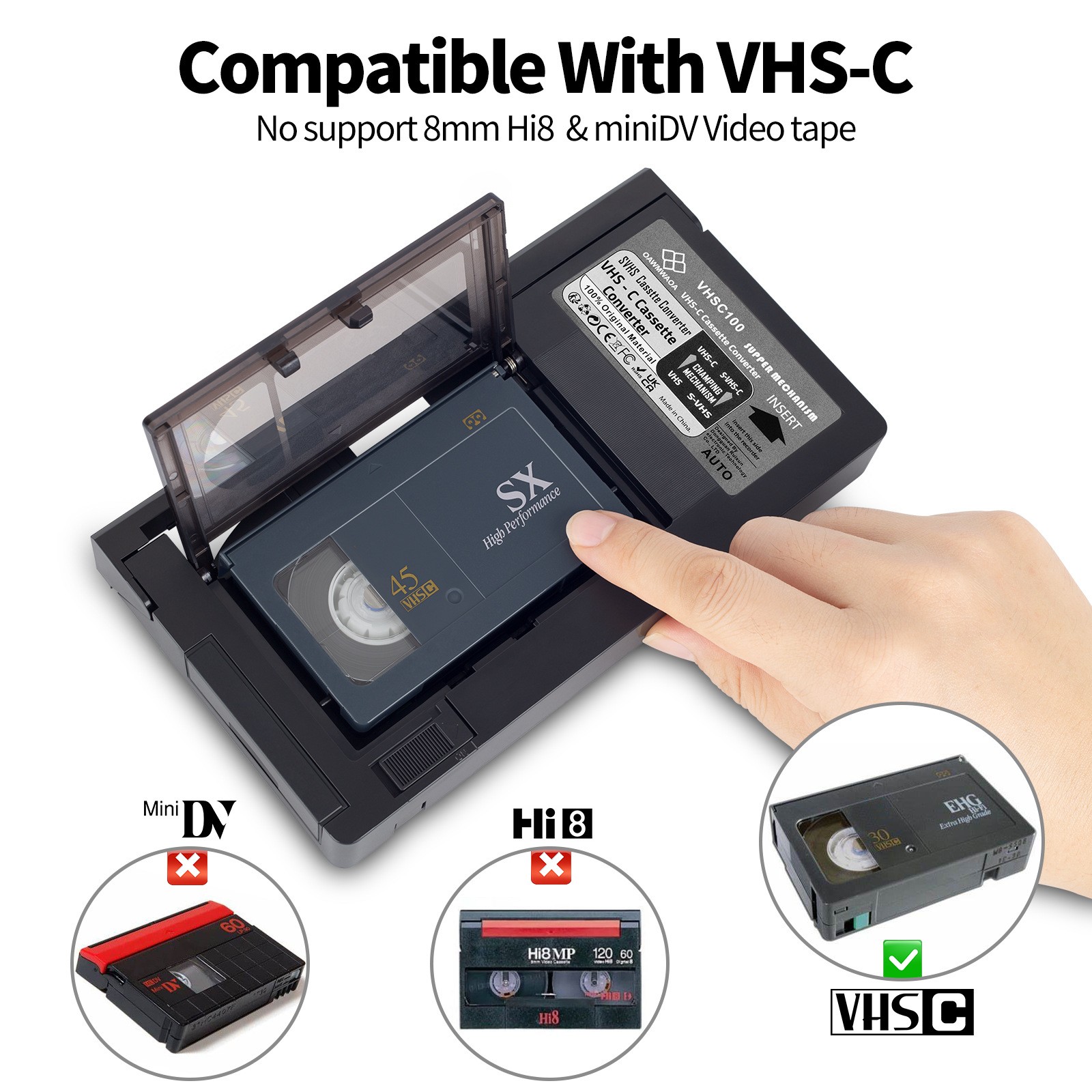 VHS-C Cassette Adapter for VHS-C SVHS Camcorders RCA Sealed Motorized Music Part